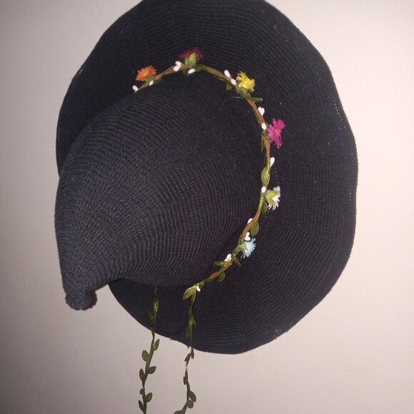 Trendy WITCH HAT with HANDMADE Hat Band  OOAK - Picture 1 of 5